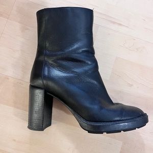 Heeled Black Leather Boots